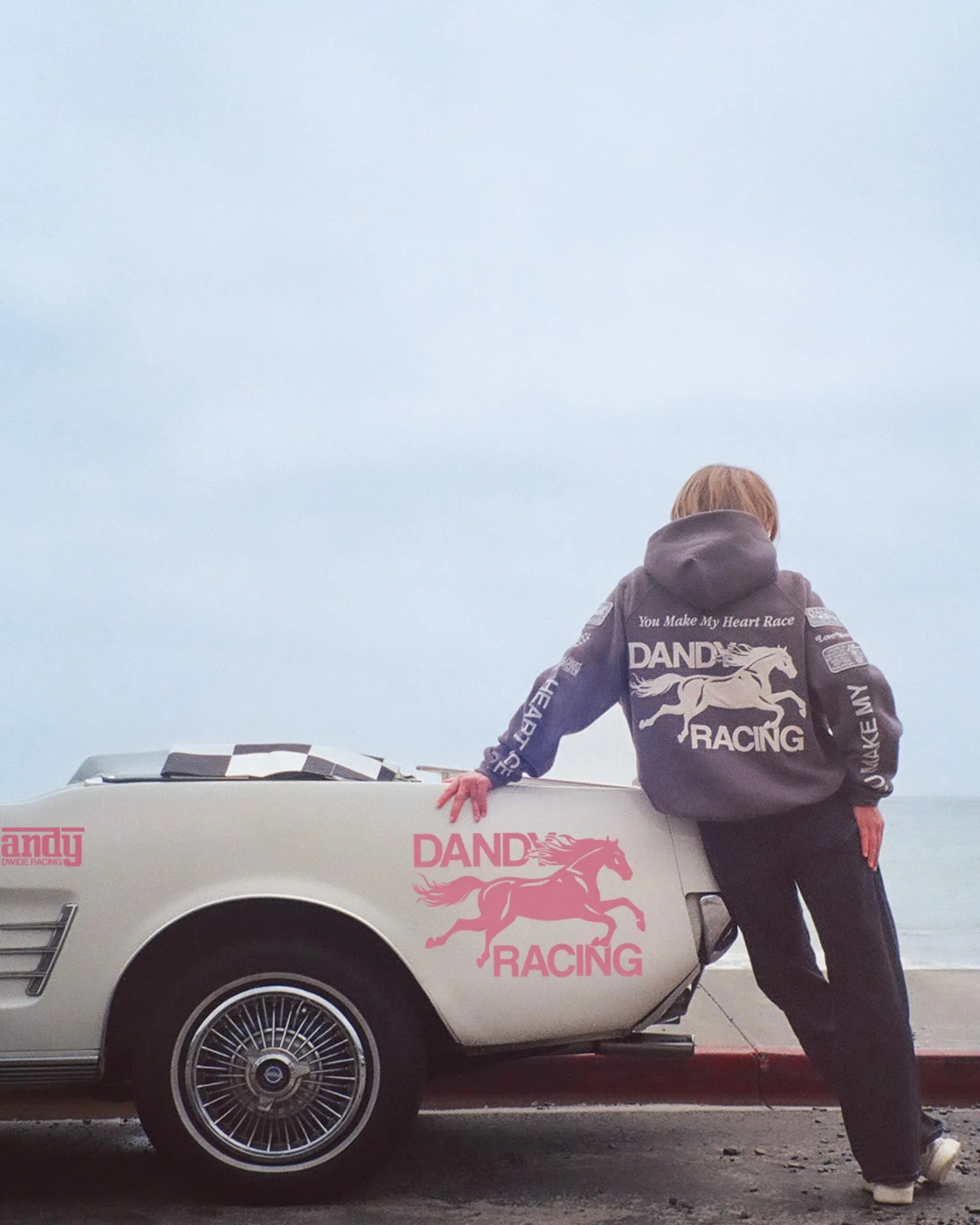 "Racing Heart" Oversized Lux Hoodie in Dark Gray product wedding guest charm