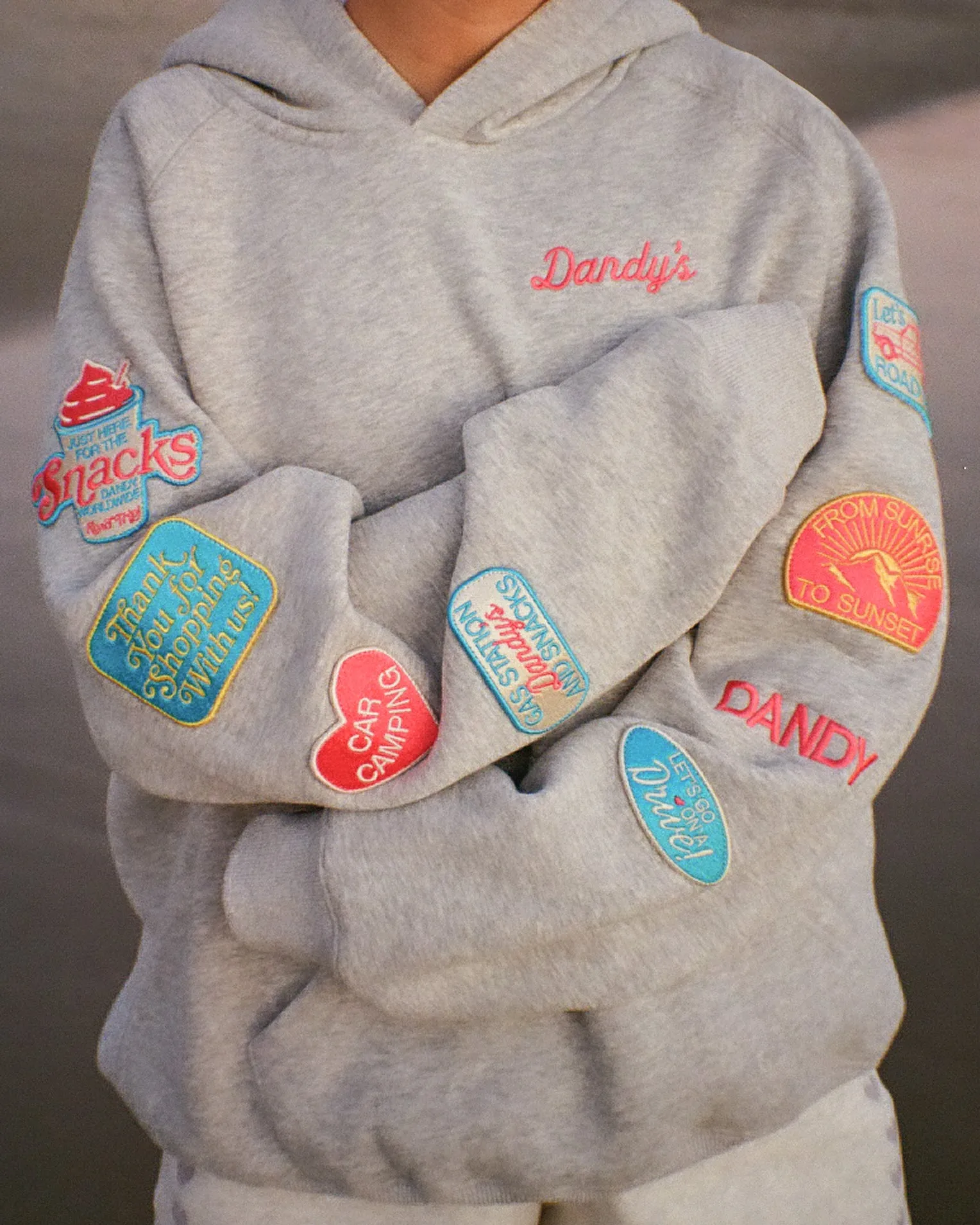 product ribbon playfulness Logo Design "Road Trip!" Oversized Lux Hoodie in Dark Heather
