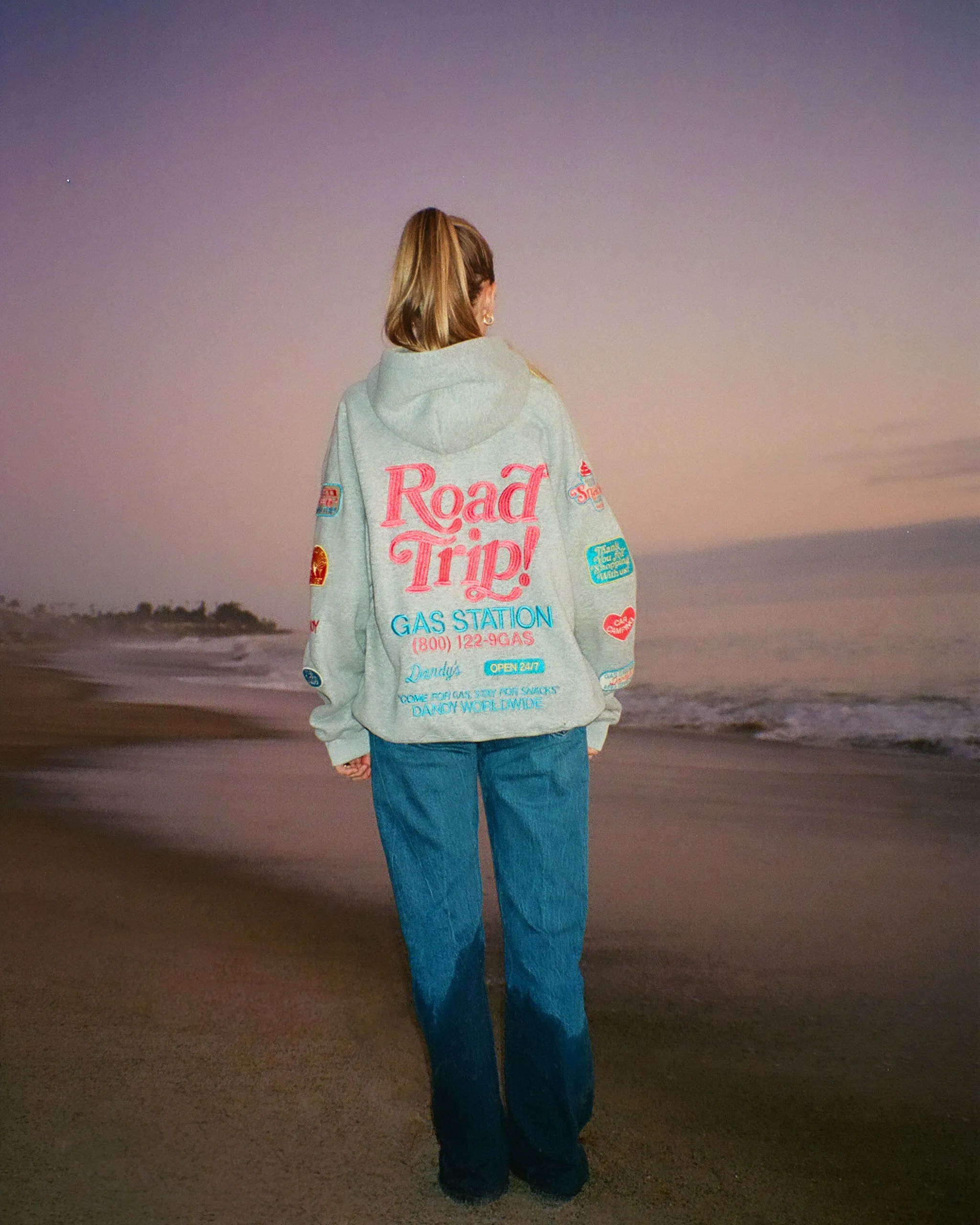 "Road Trip!" Oversized Lux Hoodie in Dark Heather Anti Pilling Cozy Layers