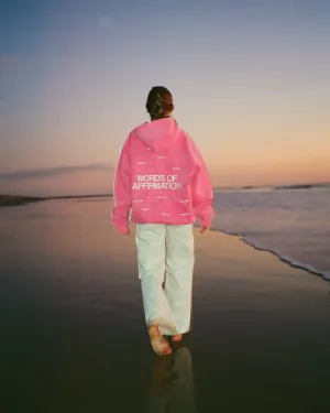 Relaxing Wear "Words of Affirmation" Oversized Lux Hoodie in Vintage Washed Pink