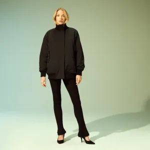 Thermal Reflective Lining Rib Collar Bomber Jacket (Black)