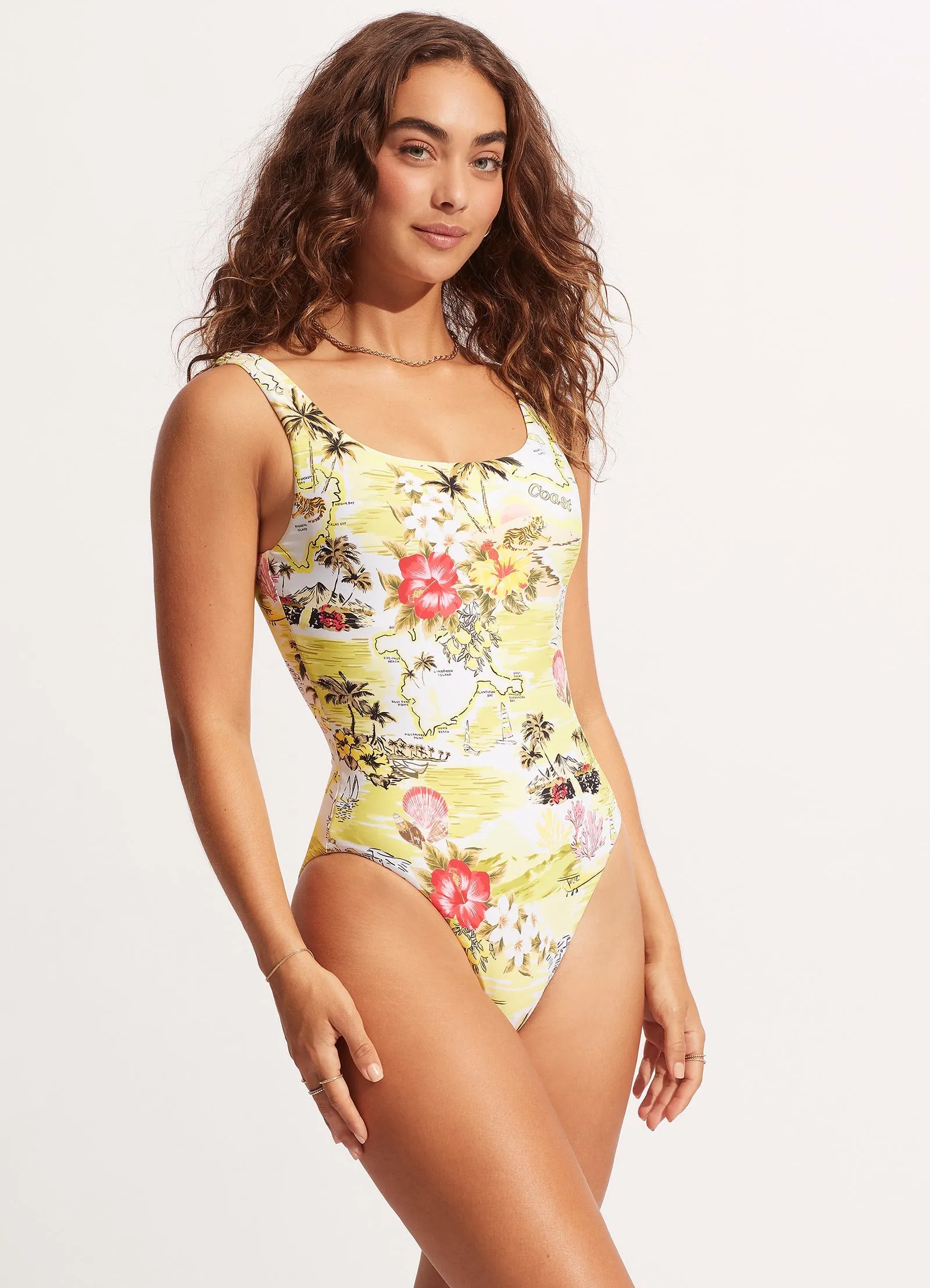 Inclusive Sizing Vacation Fun Coast To Coast Tank One Piece - Wild Lime