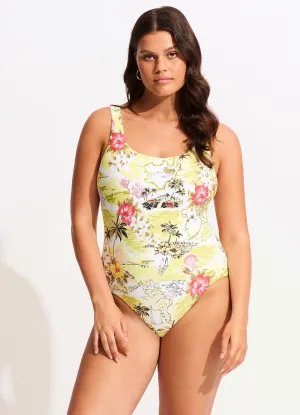Coast To Coast Tank One Piece - Wild Lime Butterfly Back Closure