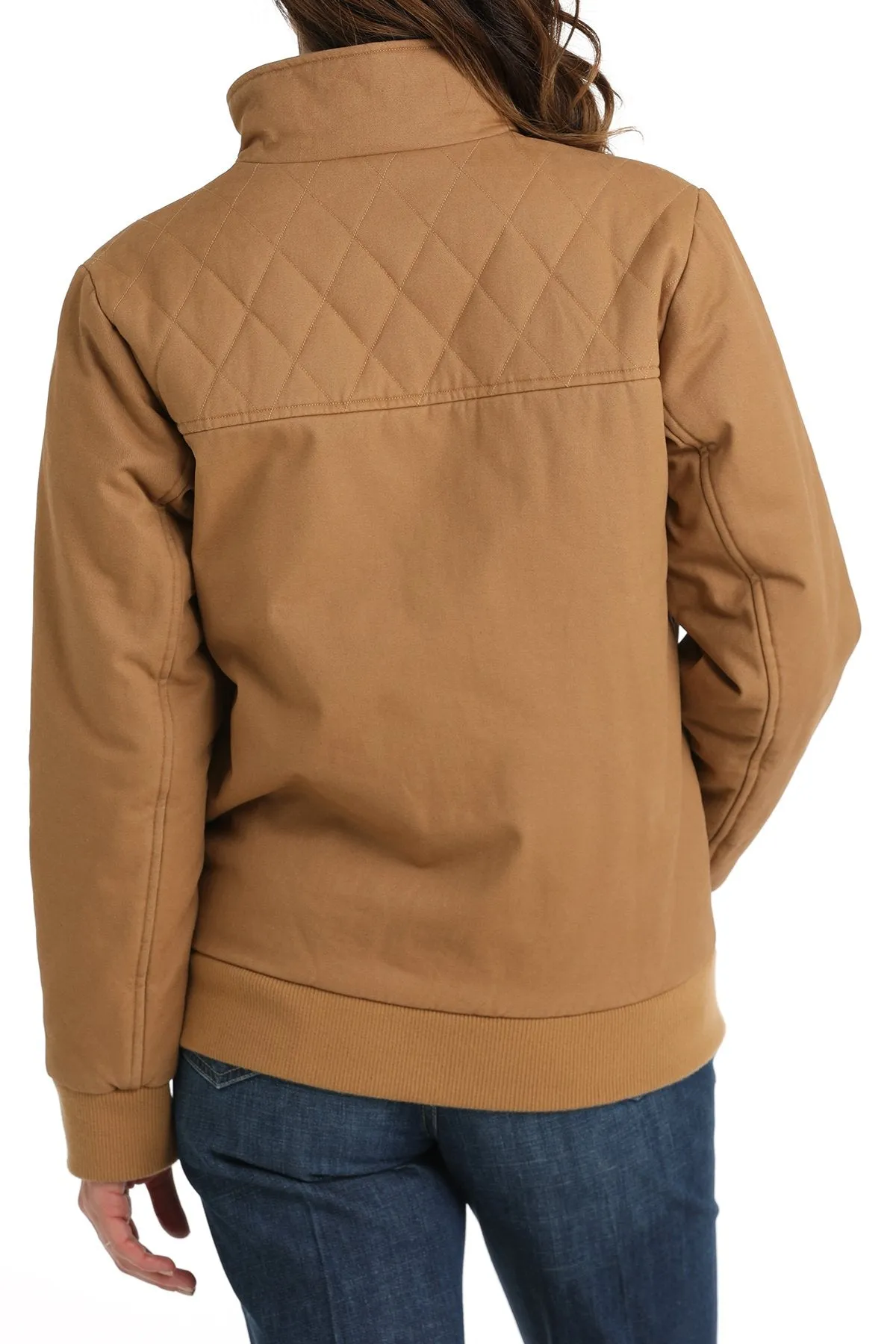 Detachable Components Cinch Women's Canvas Bomber Jacket in Brown