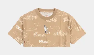 Artist Series by Parker Duncan Cropped Womens Short Sleeve Shirt (Beige) WrinkleFree Material StainReleaseCoating