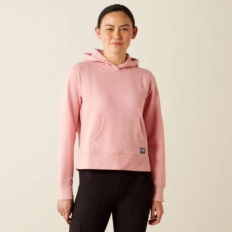 product poplin smoothness Ariat Women's Rebar Lightweight Cropped Hoodie in Powder Pink Heather