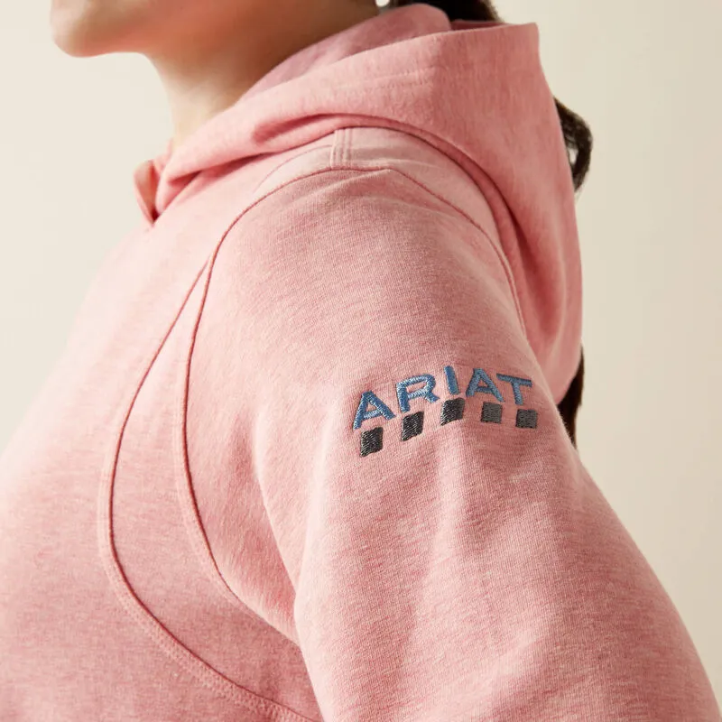 Ariat Women's Rebar Lightweight Cropped Hoodie in Powder Pink Heather product couple connection product brooch style