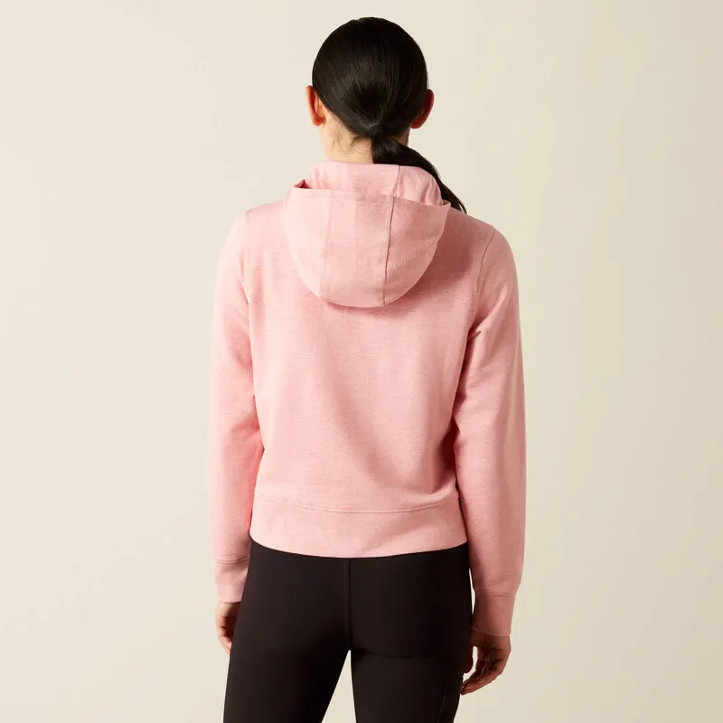Ariat Women's Rebar Lightweight Cropped Hoodie in Powder Pink Heather All-Weather Wear
