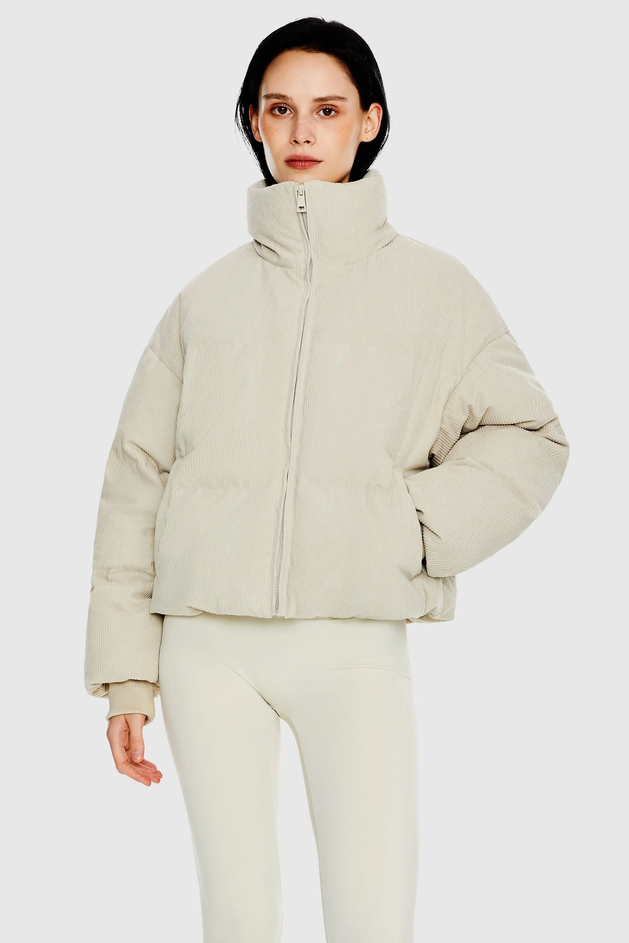 Puff-O? O-Lab Corduroy Down Puffer Sealed Seam Construction Weatherproof Barrier