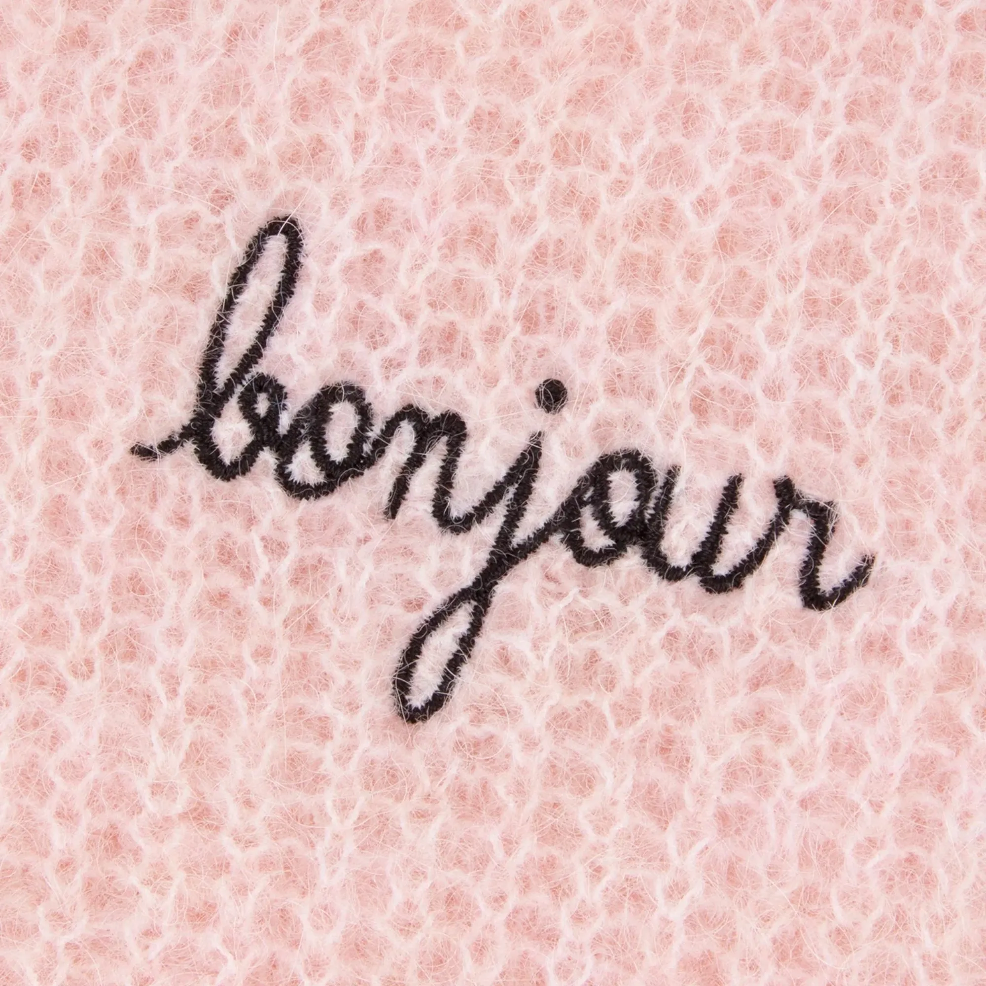 "Bonjour" Cerisoles Wool and Alpaga Sweater (English Pink) Breathable Knit Fabric Luminous Thread Accents