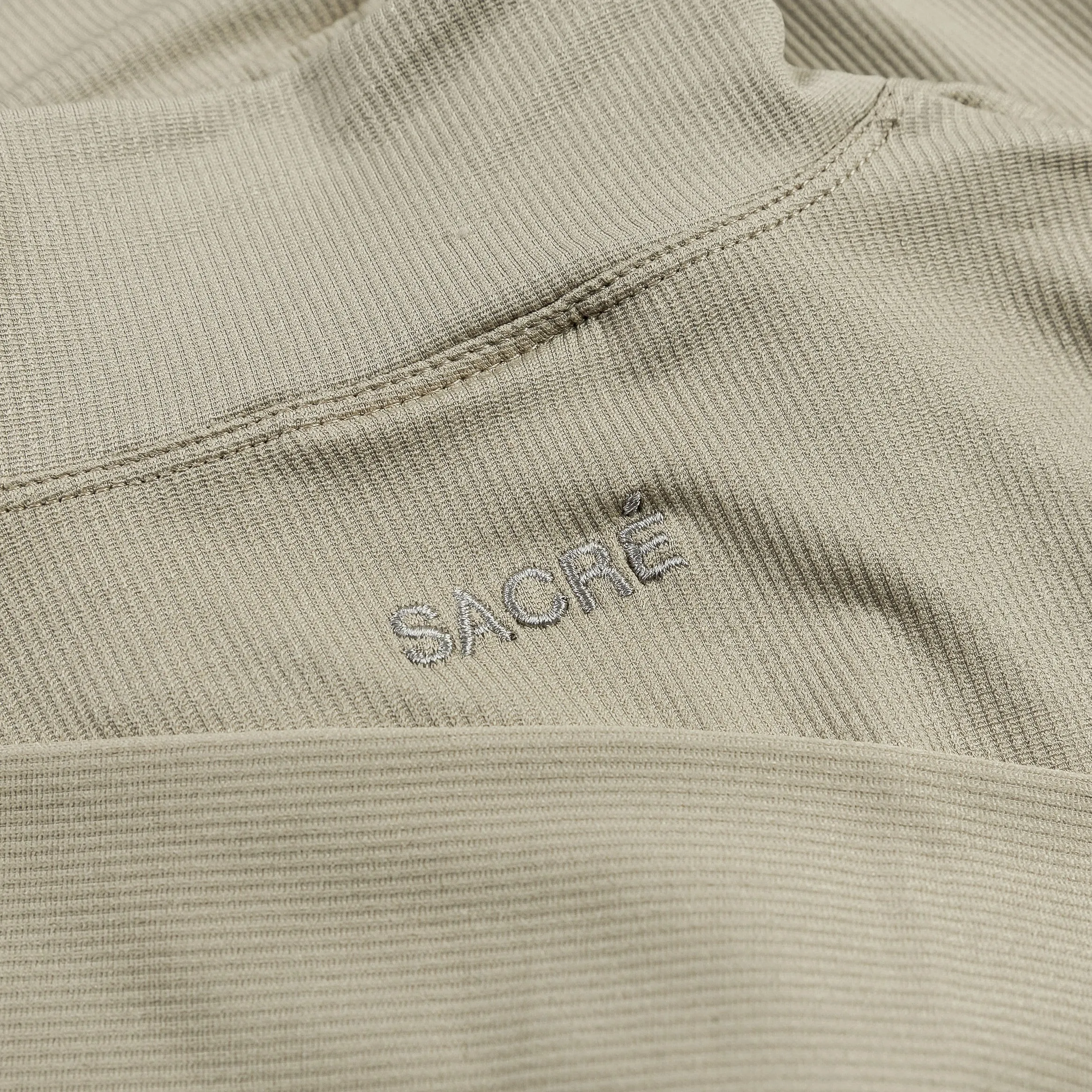 Ribbed Full Zip Womens Long Sleeve Shirt (Taupe) Warm Gloves Breathable Lining