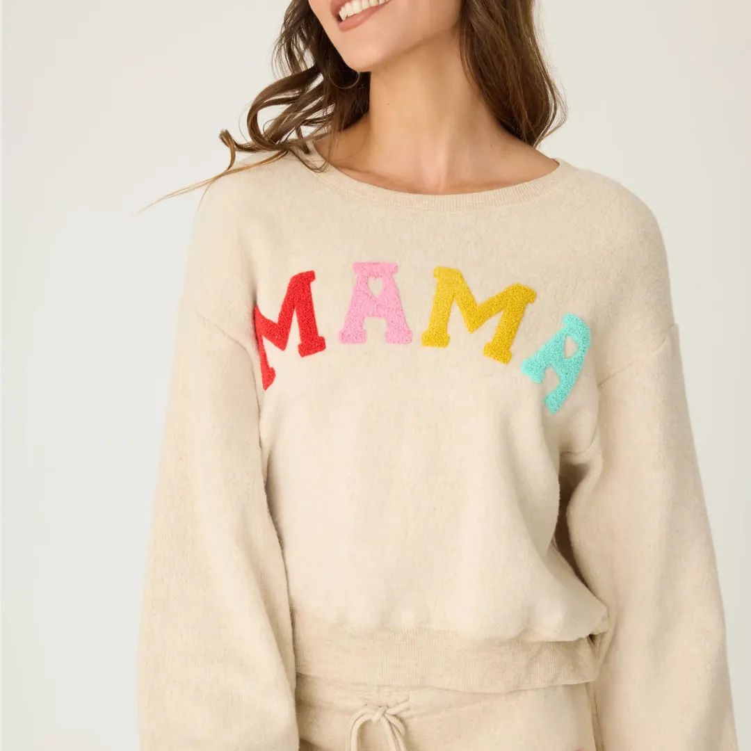 Core Bold For the Mama's Embroidered Long Sleeve Top (Oatmeal)