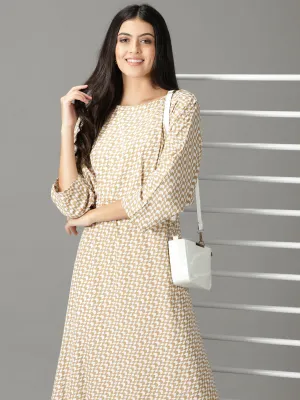 Relaxed Style Wear Women's Beige Kimono Sleeve Maxi Dress