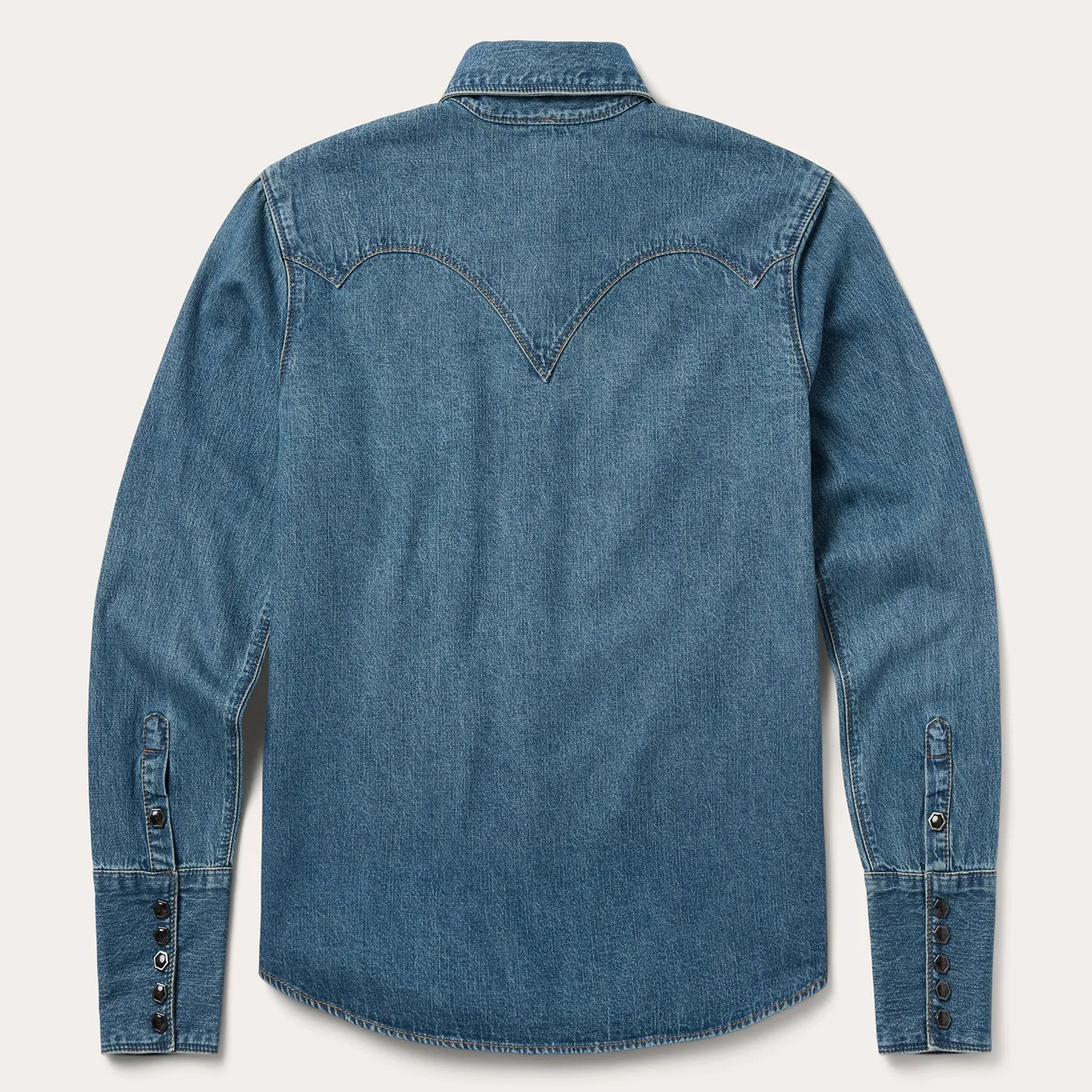 Outdoor Comfort Style Stetson Women's L/S Chocolate Snap Western Denim Shirt in Medium Wash