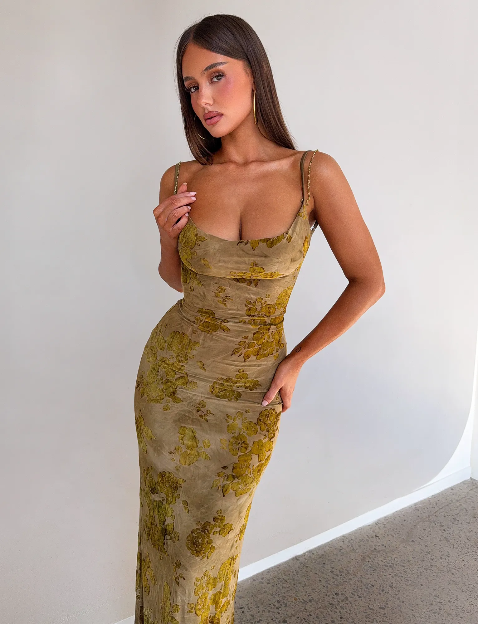 Clean Outline SPARROW MAXI DRESS - GREEN BURNOUT