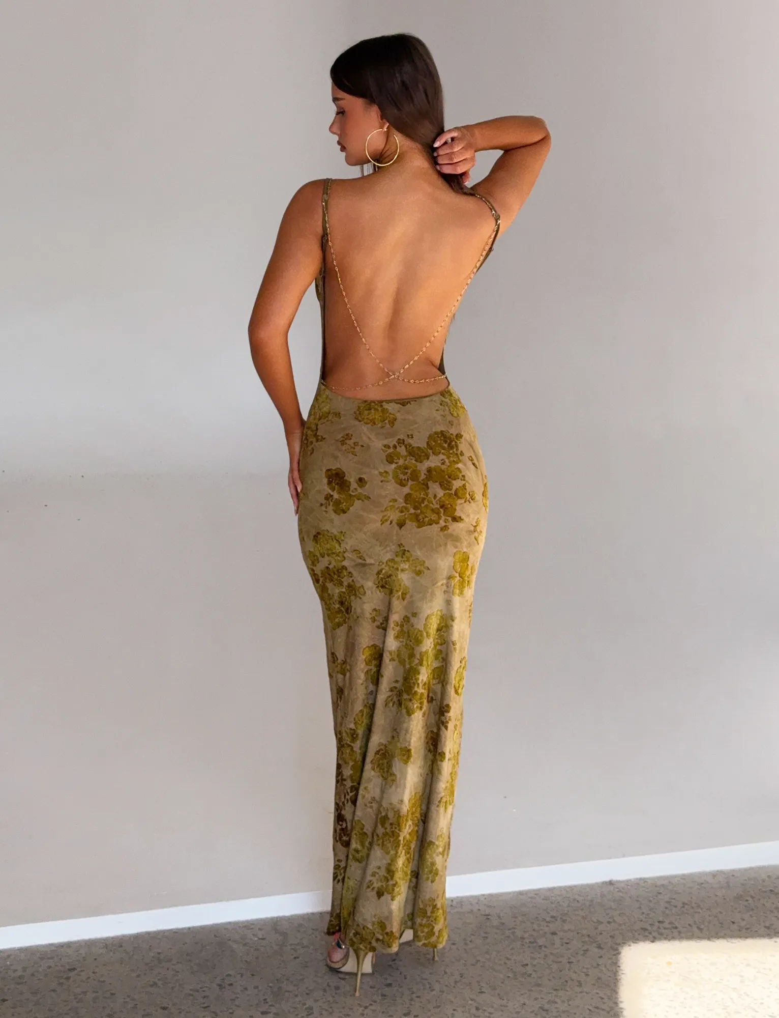 SPARROW MAXI DRESS - GREEN BURNOUT Versatile dress for layering Light Sheen