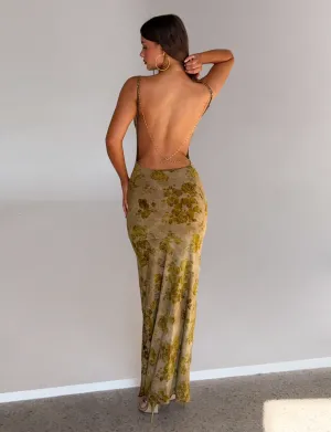 SPARROW MAXI DRESS - GREEN BURNOUT Versatile dress for layering Light Sheen