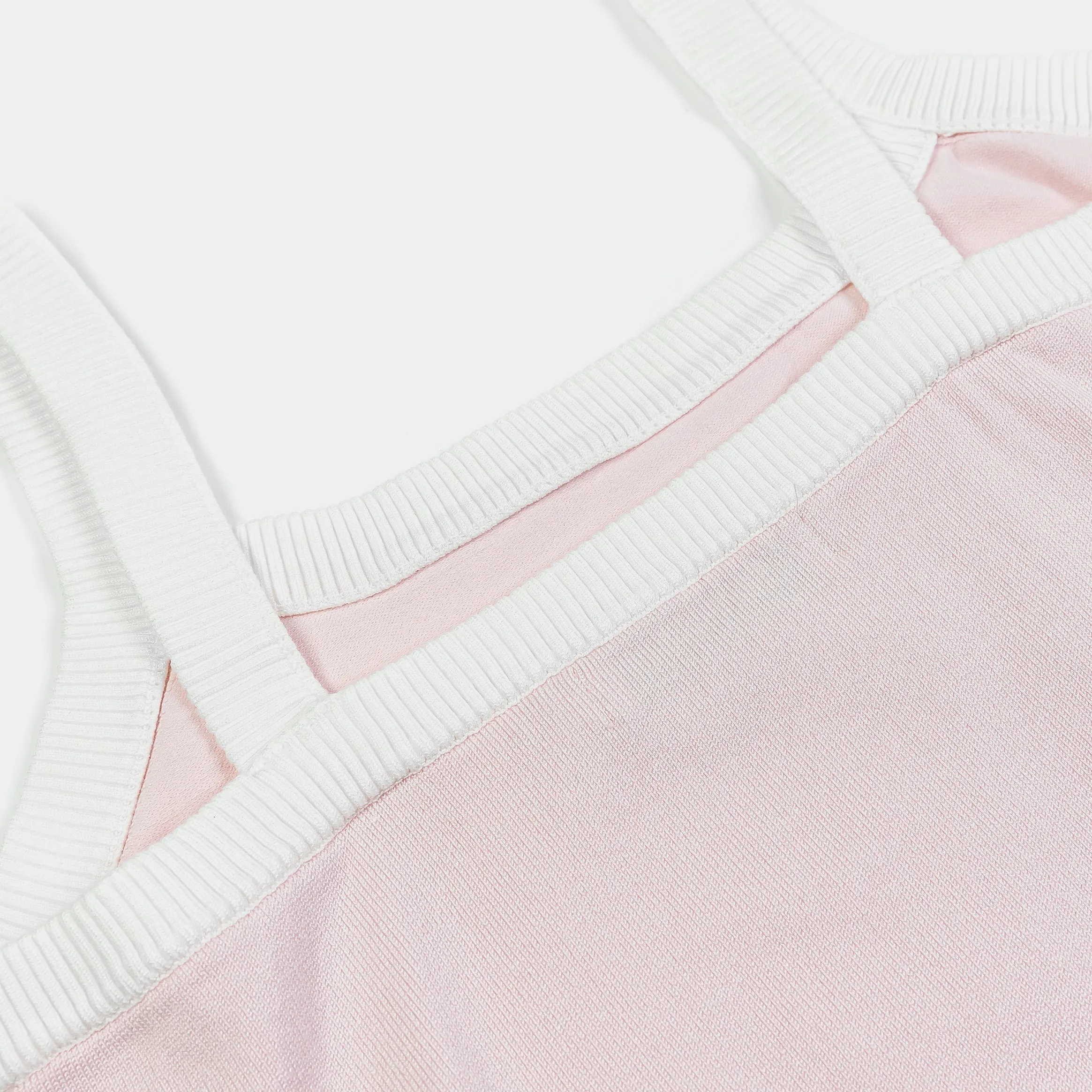 Casual Day Tennis Sweater Tank Womens Short Sleeve Shirt (Pink/White)