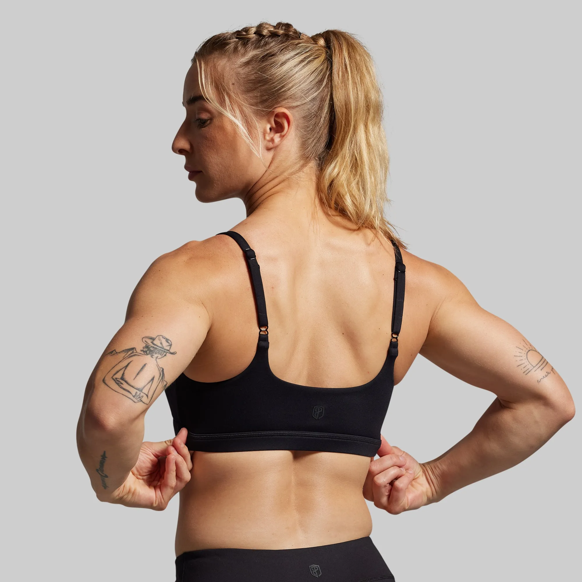 Reset Sports Bra (Black) Lower body workouts Piped edges