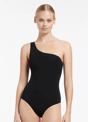 Anti Chafing Edges Jetset One Shoulder One Piece - Black