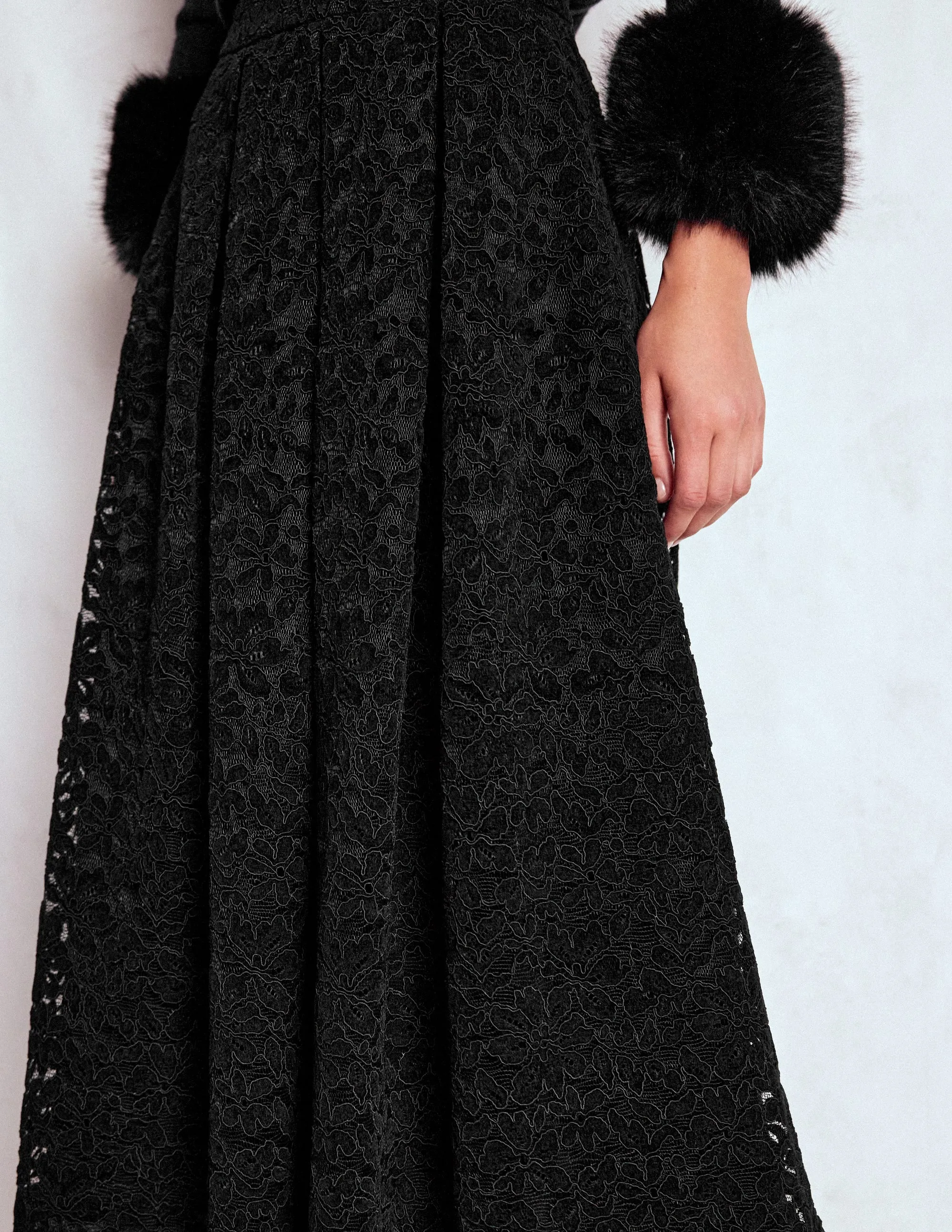 Verity Lace Midi Skirt-Black Lace Cozy Movement Comfort Waistline