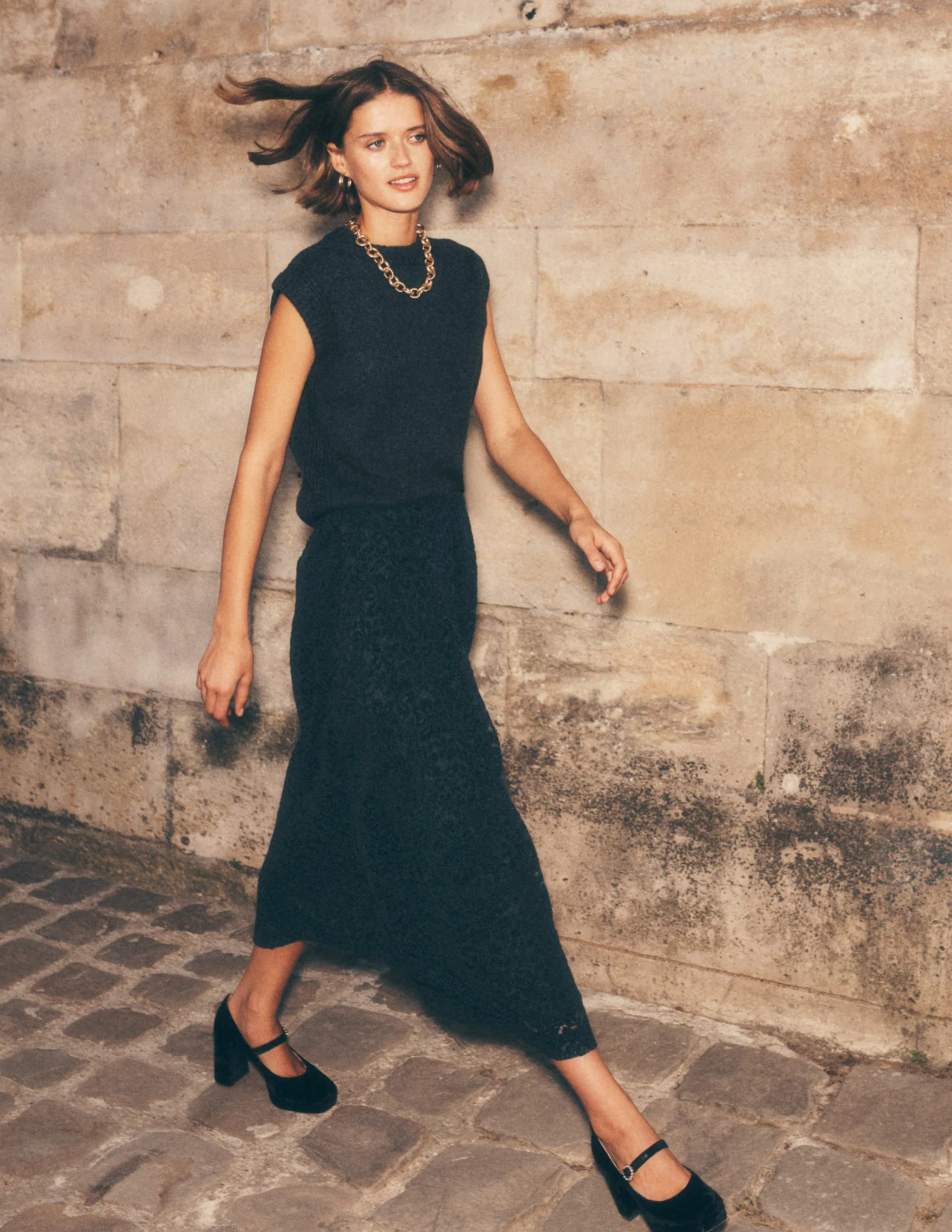 Verity Lace Midi Skirt-Black Lace Chic Appeal