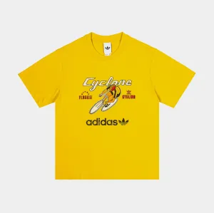 Windproof Outer Layer Comfortable Style Retro Cyclone Womens Short Sleeve Shirt (Yellow/White)