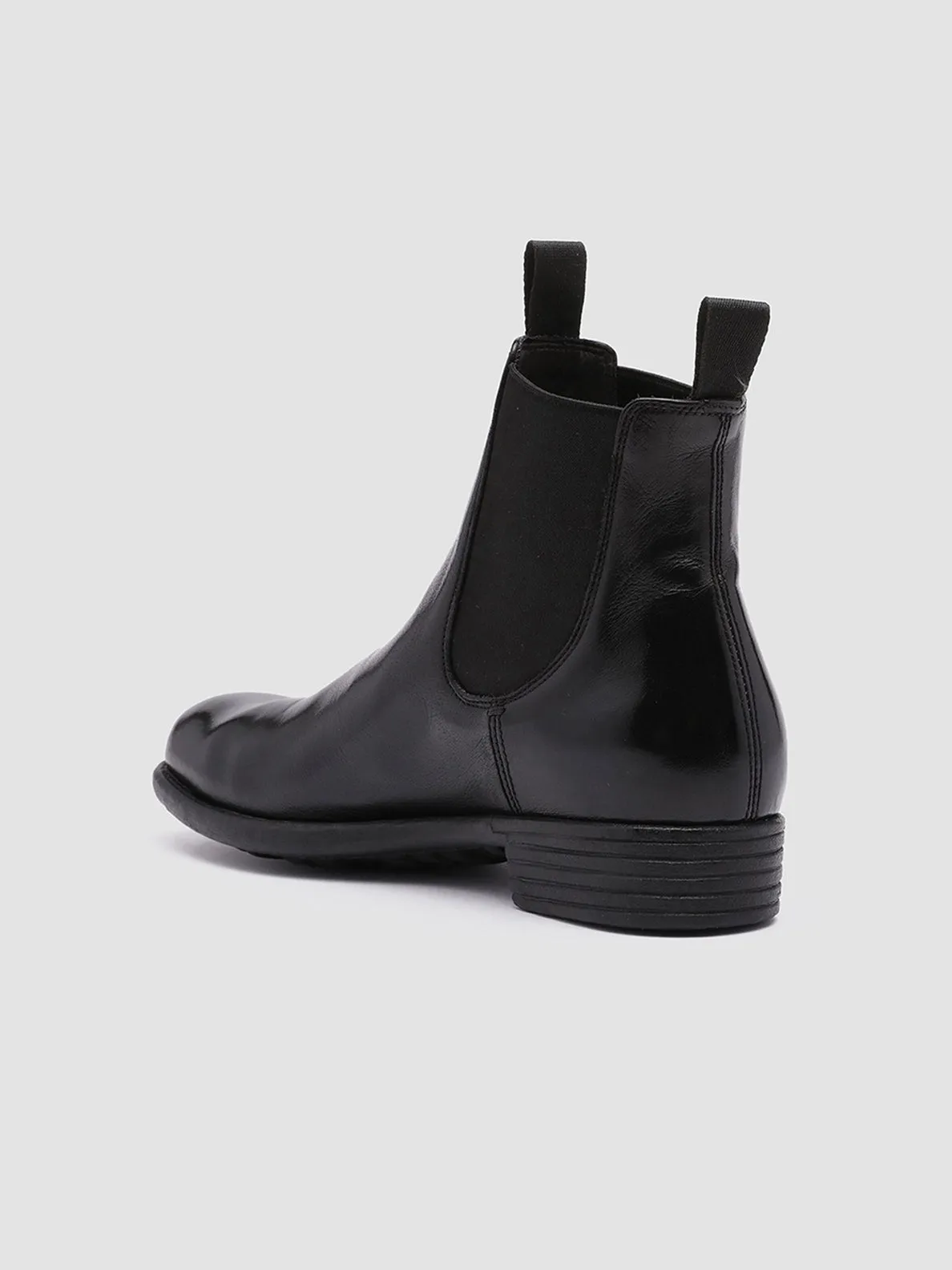 CALIXTE 004 - Black Leather Chelsea Boots Velvet Texture