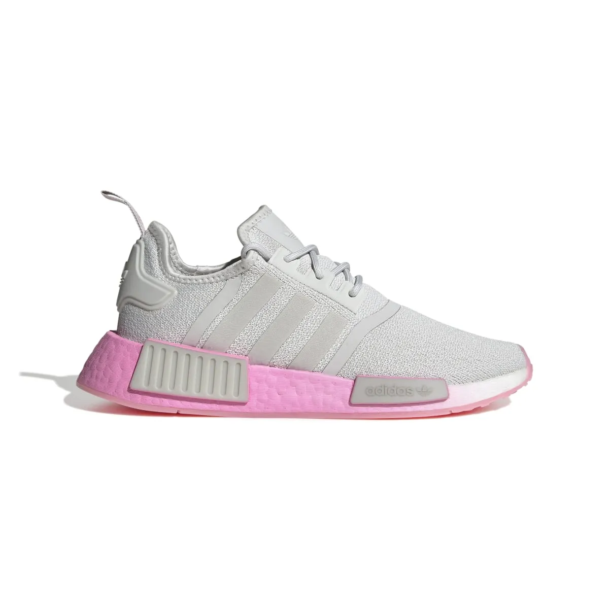 ADIDAS GW9462 NMD_R1 WMN'S (Medium) Grey/Pink/White Stretch Fabric Running Shoes Contoured Arch Support