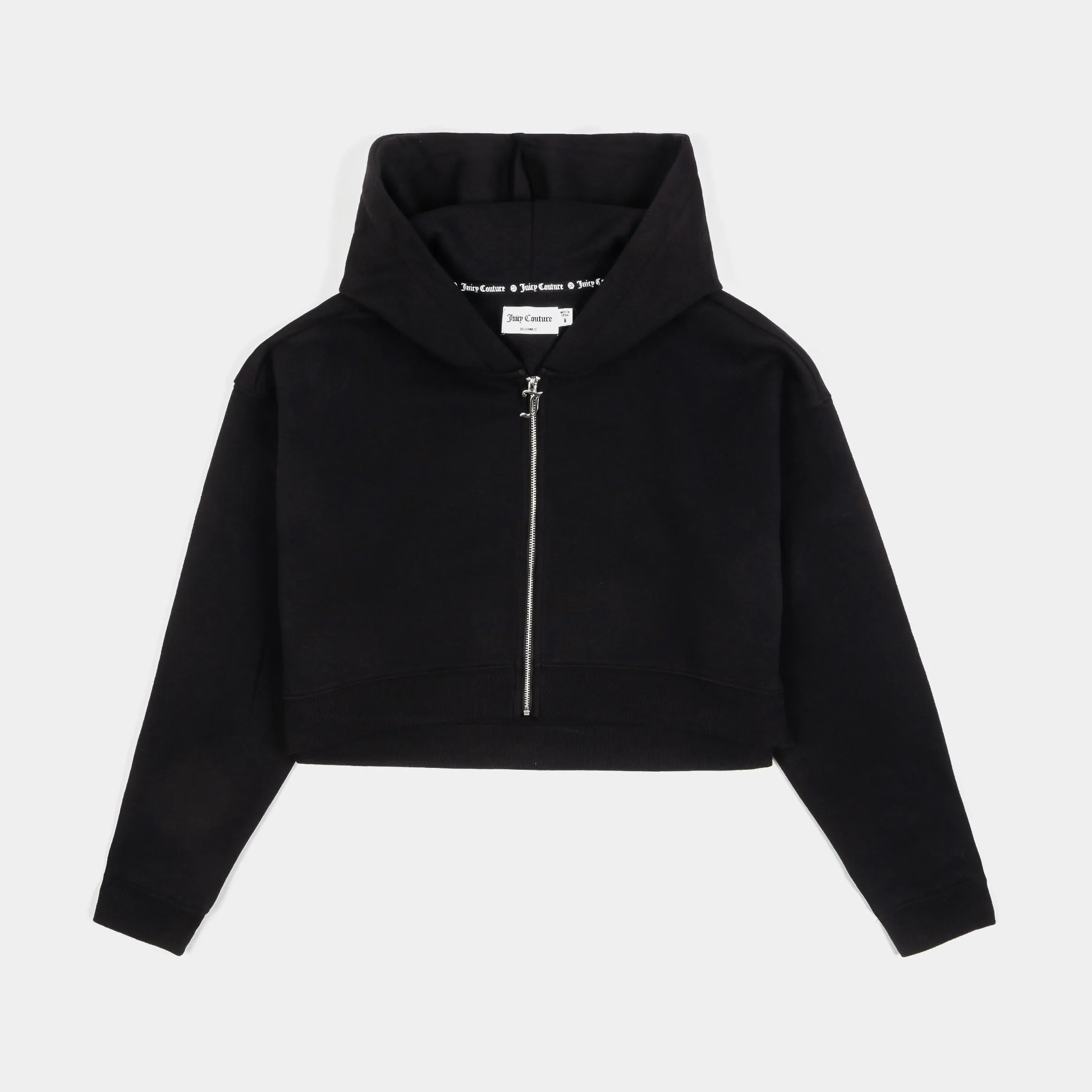 swimming suitable Roses Cropped Zip Up Womens Hoodie (Liquorice)