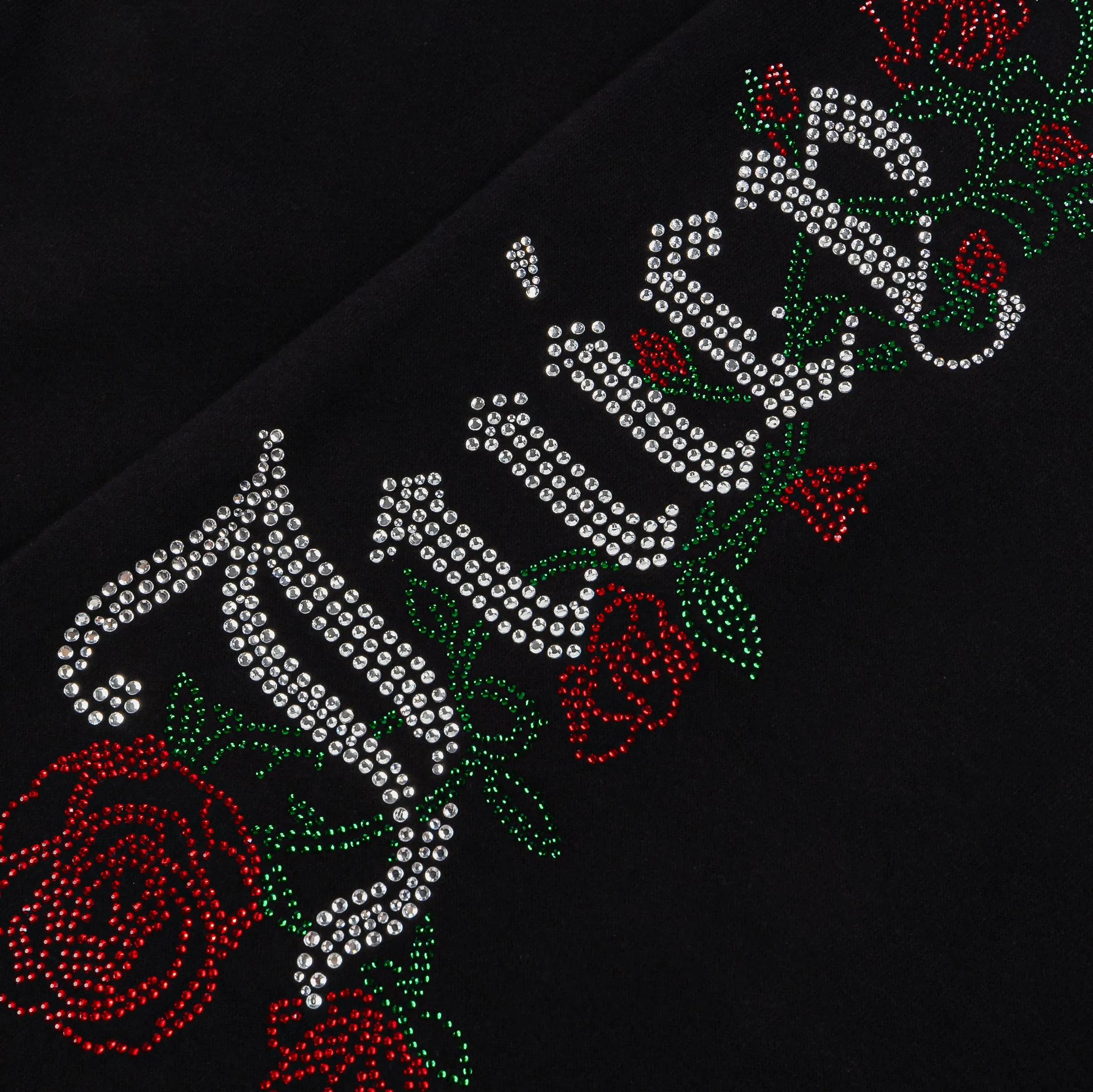 Roses Wide Leg Track Womens Pants (Black) LowProfileStitching