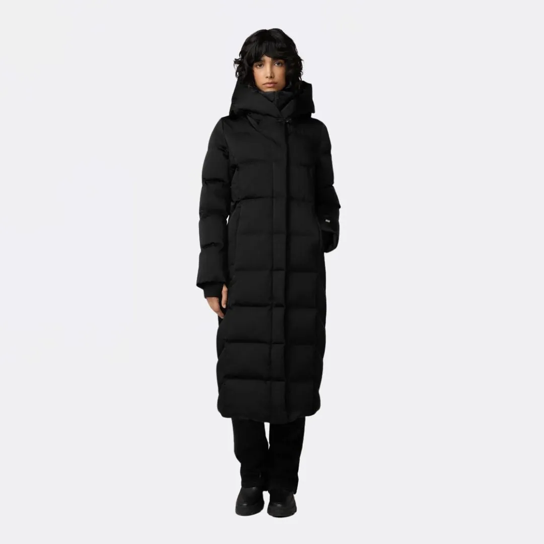 Bomber Cut Talyse-C Semi-Fitted Classic Down Coat With Bib & Hood (Black)