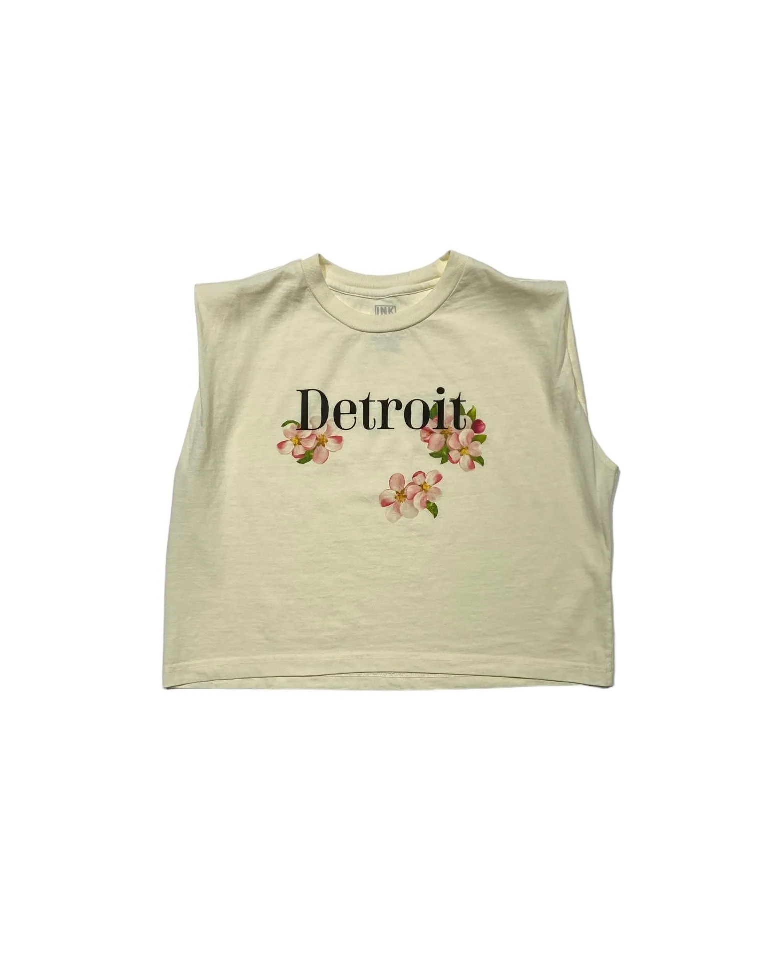 Ink Detroit- Apple Blossom Women's Heavyweight Muscle T-Shirt - Ivory Cold Wash Optimized