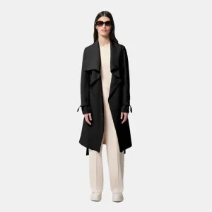 OdorResistantTreatment TapedZippers Olivia Relaxed-Fit Belted Trench With Cascade Collar (Black)