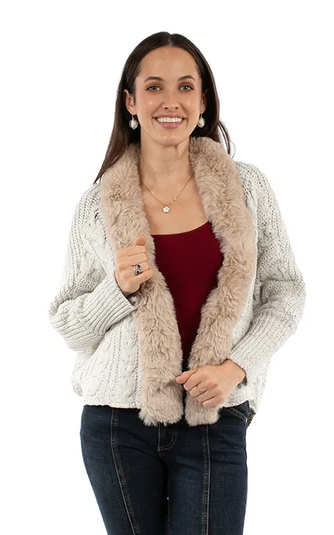 Season Ready Scully Honey Creek Women's Open Front Cardigan in Ivory