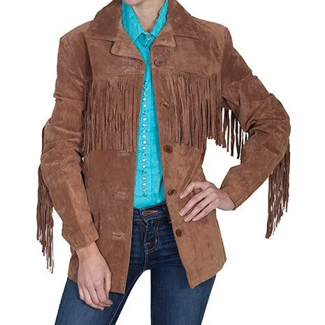 Scully Women's Cinnamon Fringe Suede Jacket Detachable Lining BreathableFabric