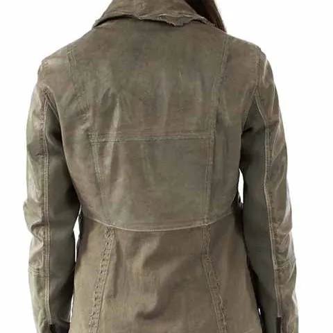Subtle Design Detail Scully Women's Lambskin Leather Jacket in Sage