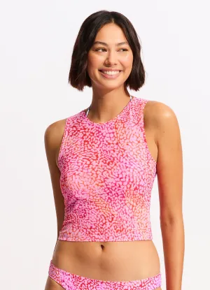 Sea Skin Mesh Tank Top - Fuchsia Rose Reversible design Lightweight-material
