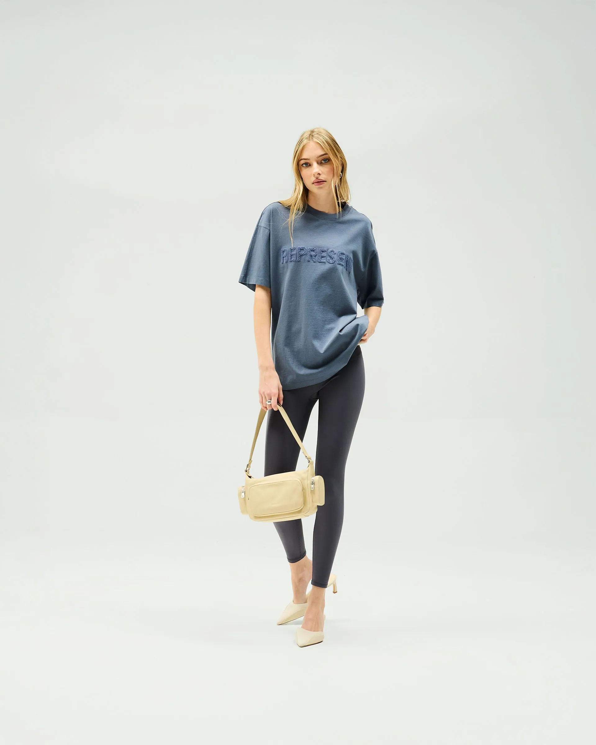 NonRestrictive Cut HighDensity Weave Owners Club Boyfriend T-Shirt - Steel Blue