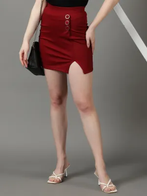 Crisp Fit Built In Shorts Women's Maroon Mini Pencil Skirt