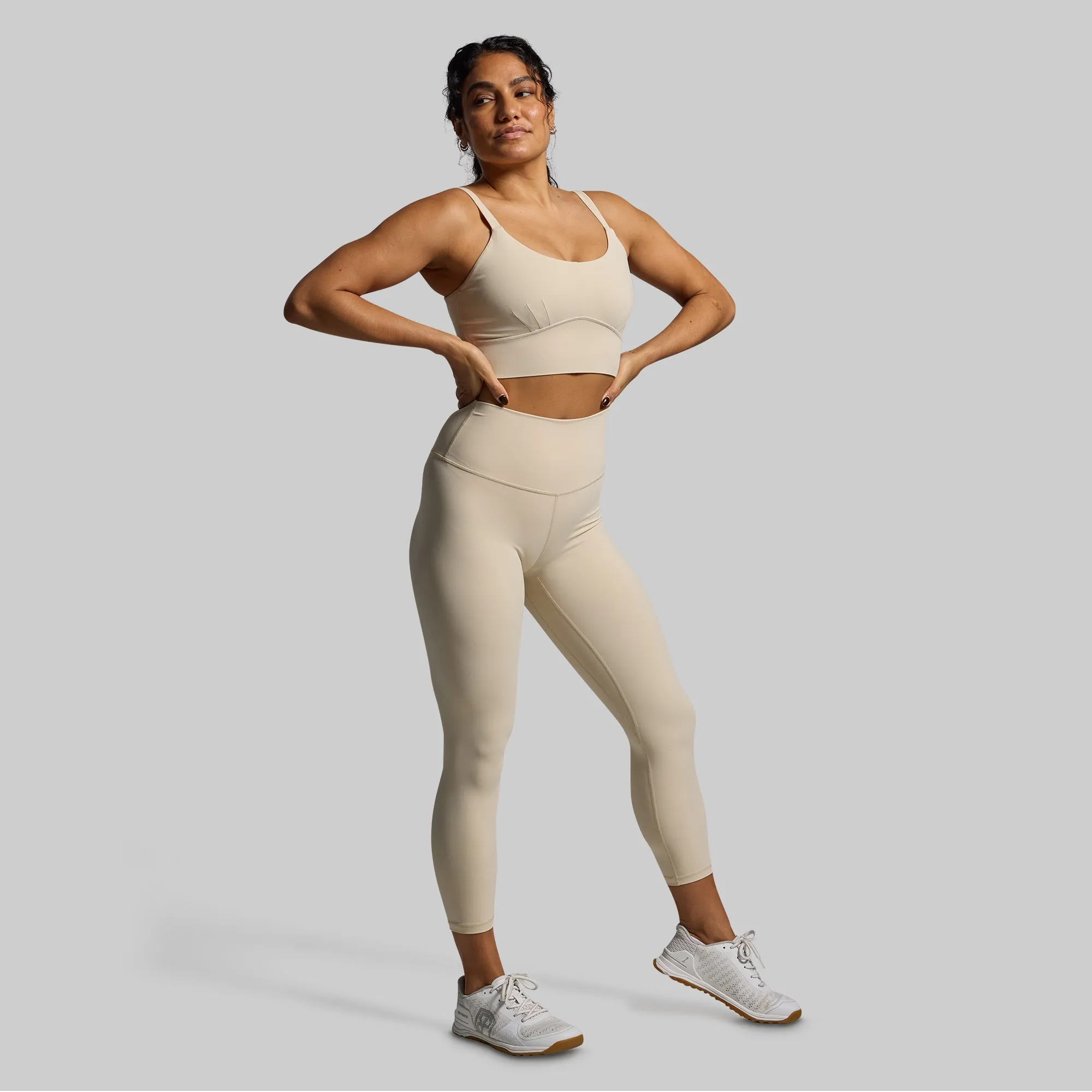 Double stitching seams Non Restrictive Movement Your Go To Sports Bra (Oatmeal)