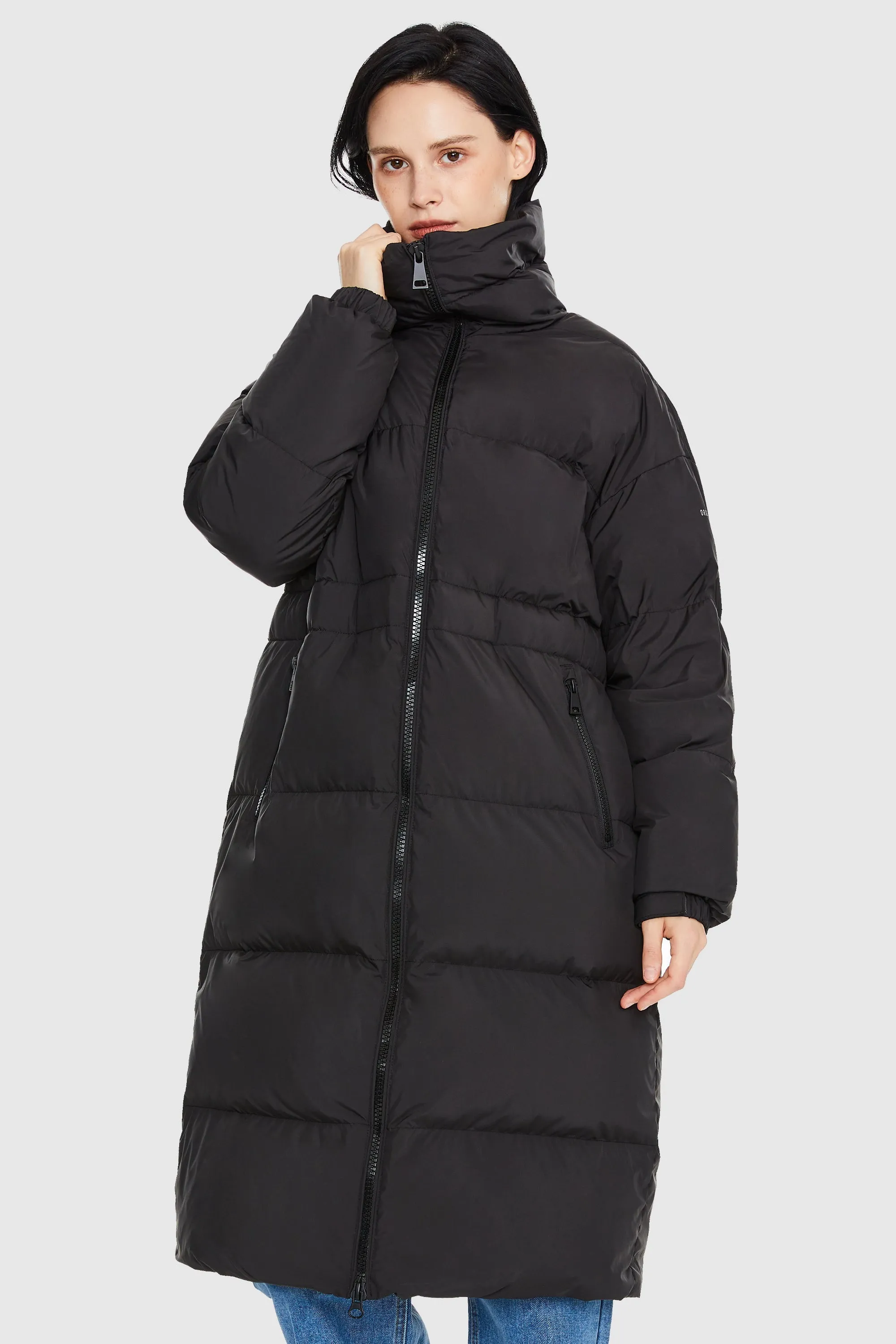 Advanced Layering System Chill Look Long Down Puffer Jacket with Velcro Belt