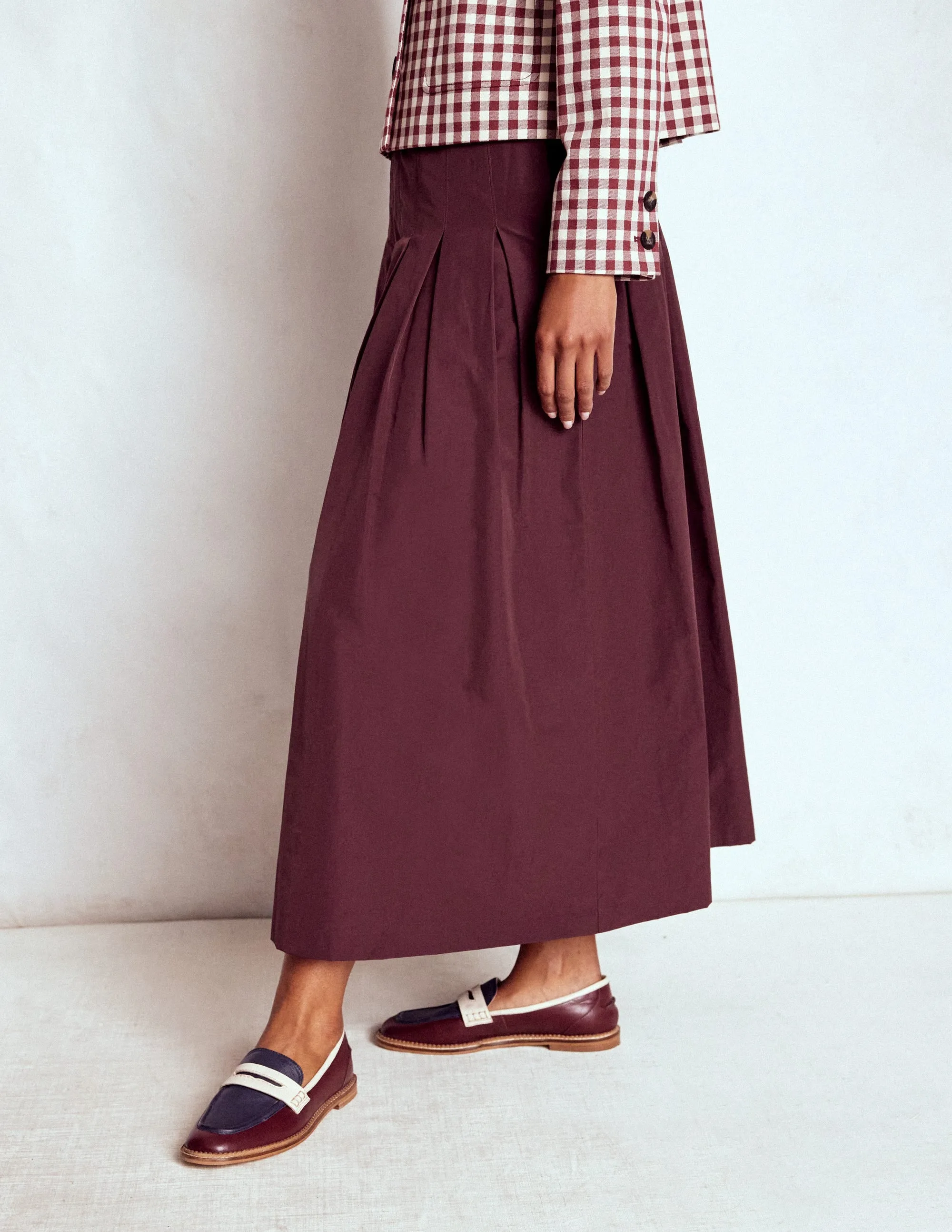 Department Store Style Valentina Taffeta Midi Skirt-Deep Wisteria
