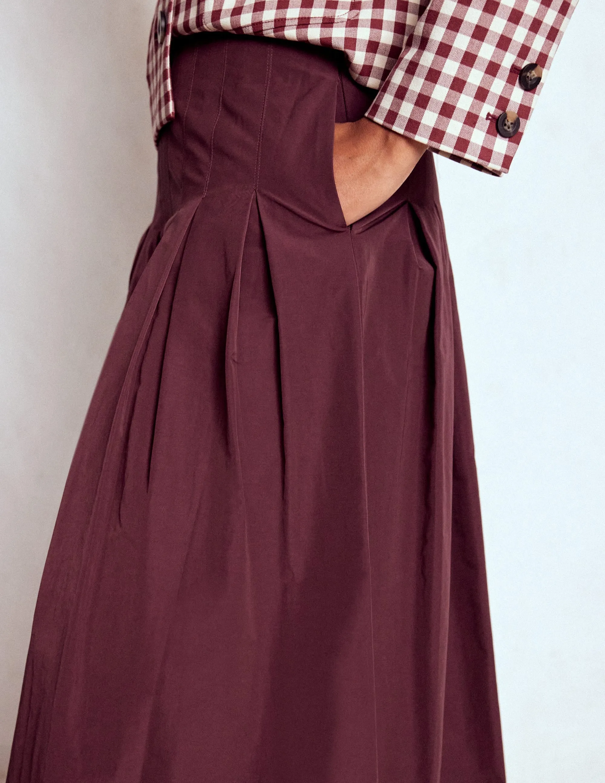 Valentina Taffeta Midi Skirt-Deep Wisteria All Day Look