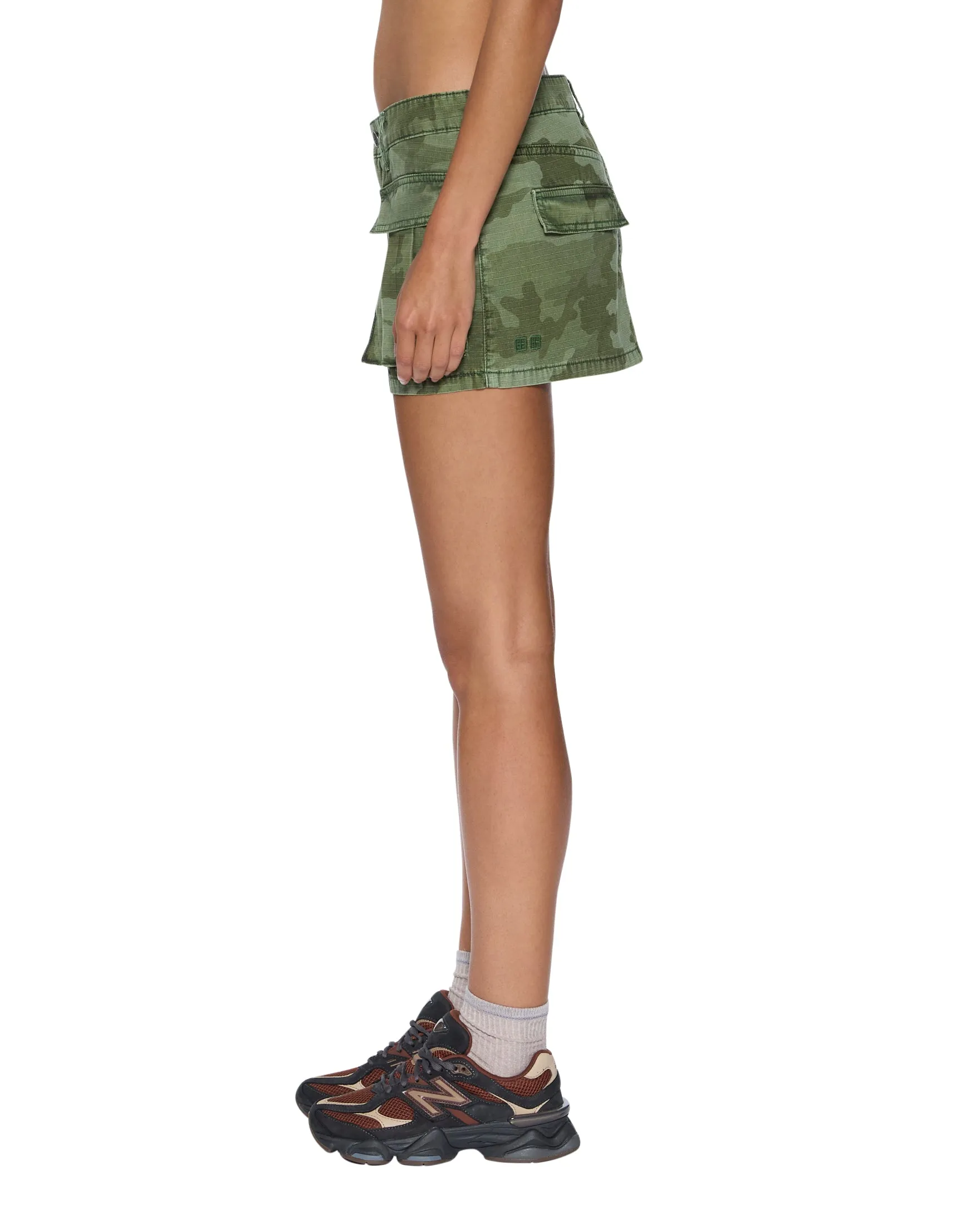 Flat Lay Collar MICRO MINI CARGO SKIRT HASH CAMO