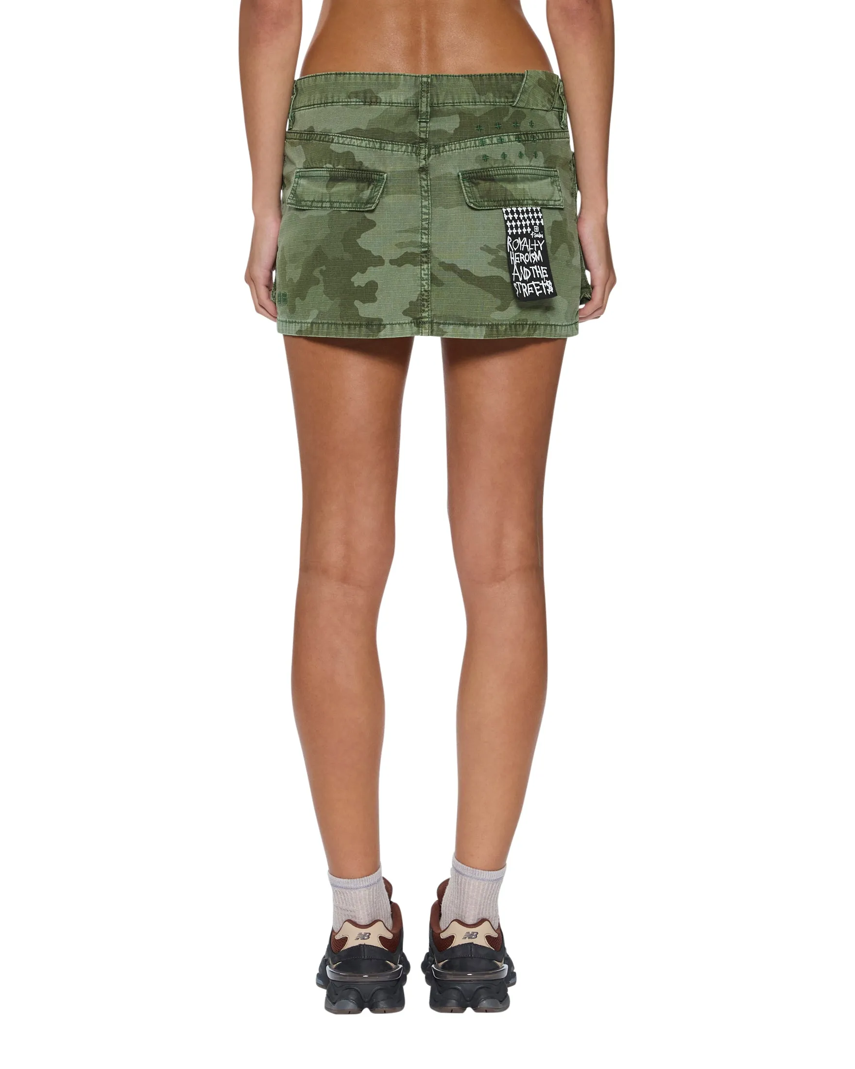 MICRO MINI CARGO SKIRT HASH CAMO Future Fashion Lightweight texture
