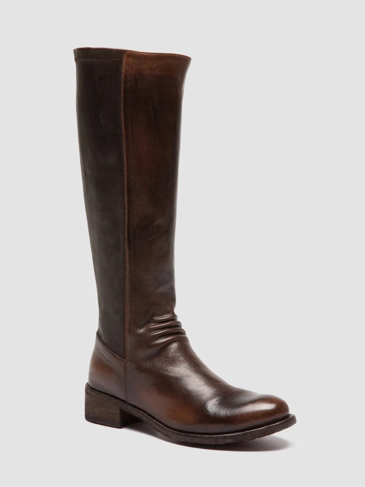 Comfortable Experience LISON 035 - Brown Stretch Leather Boots