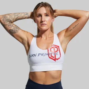 Flexible Support X-Factor Sports Bra (Brand Strength-White)