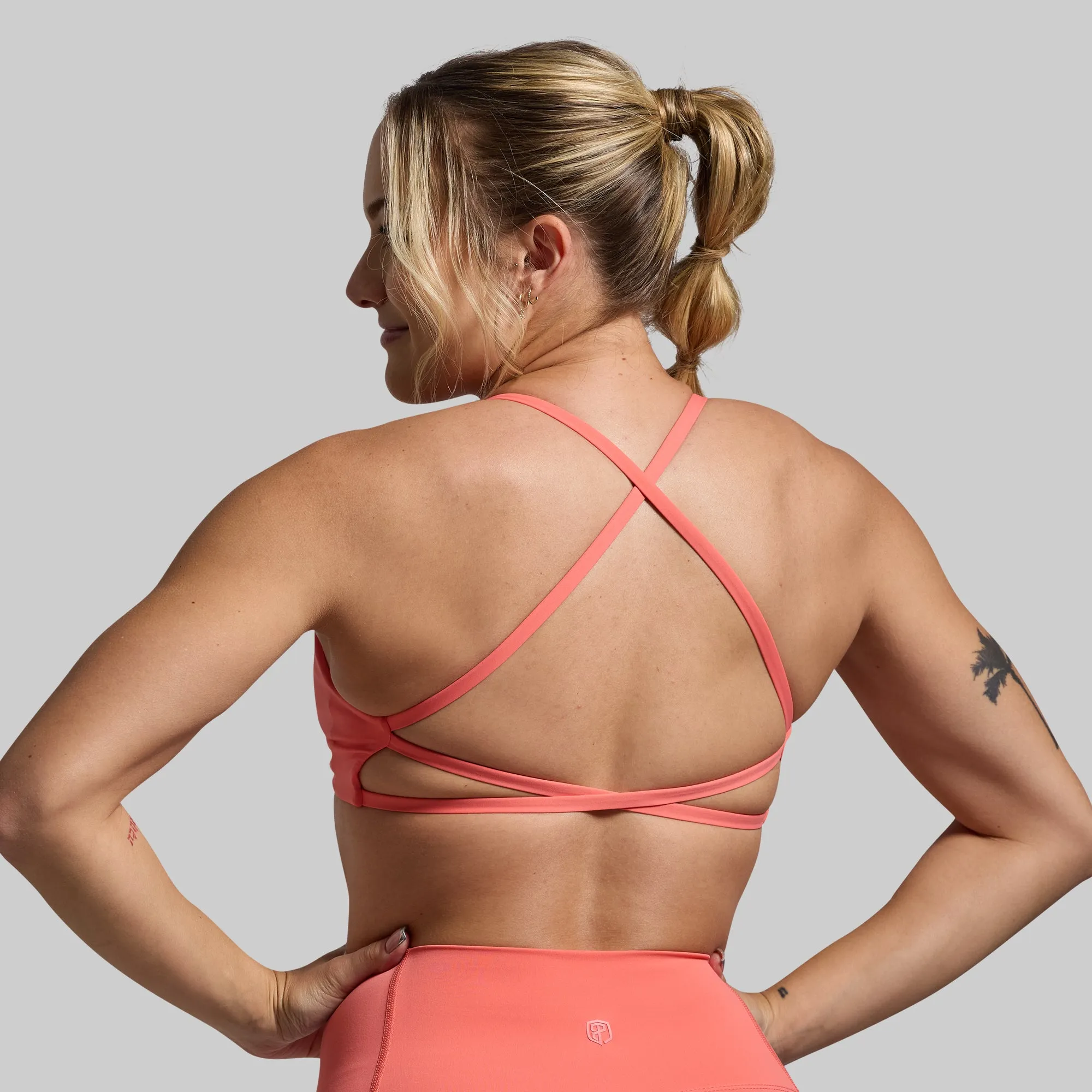 Serenity Sports Bra (Hot Peach) Low Profile Padding