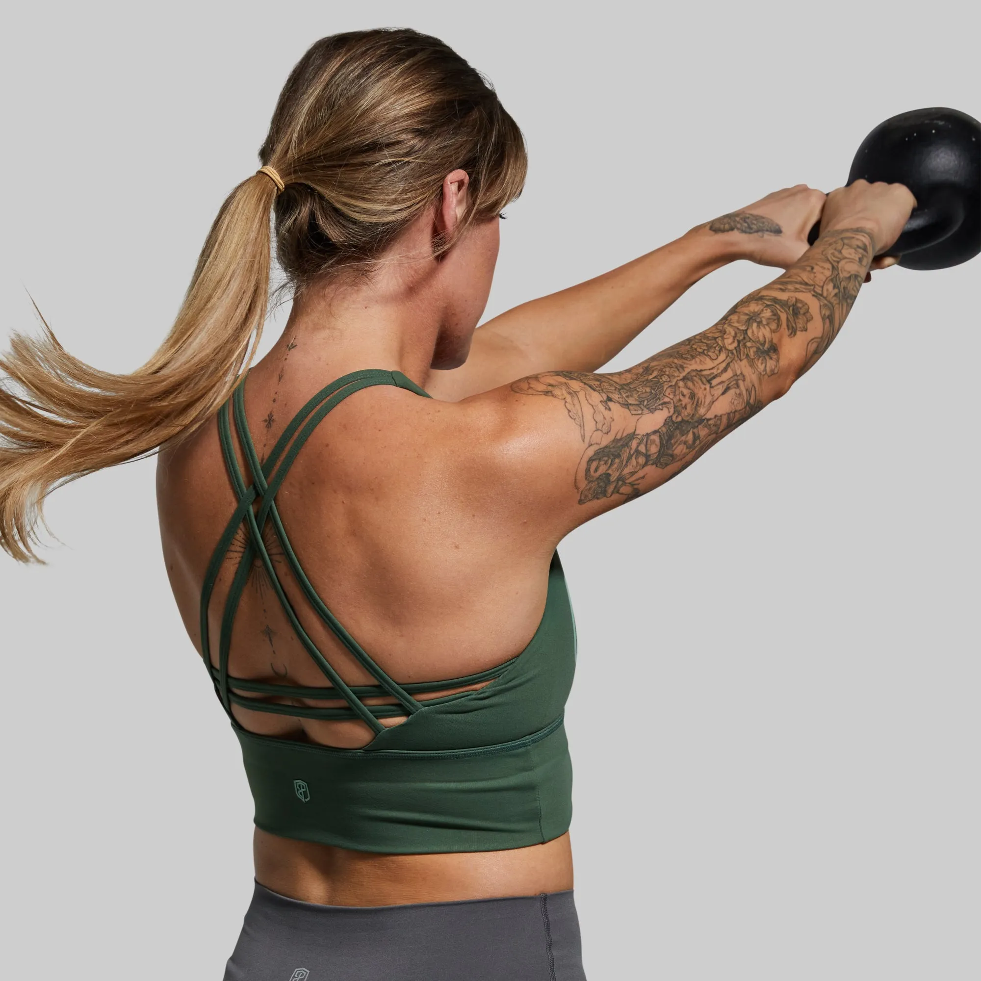 Crossfire Original Sports Bra (Brand Strength-Forest Green) Airflow channels Oversized Fit